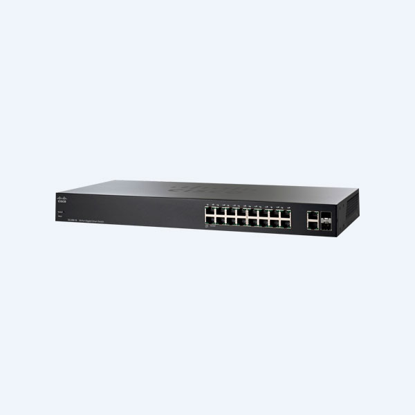 Switch Cisco SG200-18, 16 Puertos 10/100/1000 + 2 mini GBIC combinados, VLAN/QoS, Rack