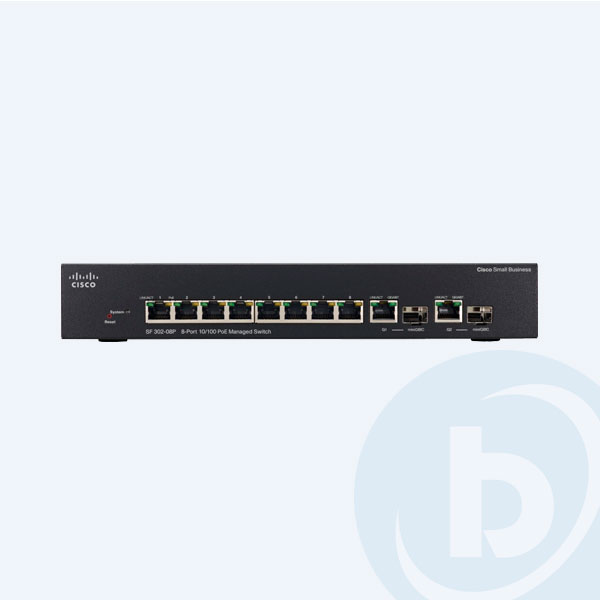 SRW208MP-K9-NA - 8PORT 10/100 MAXIMUM POE 2PORT COMBO MINI-GBIC