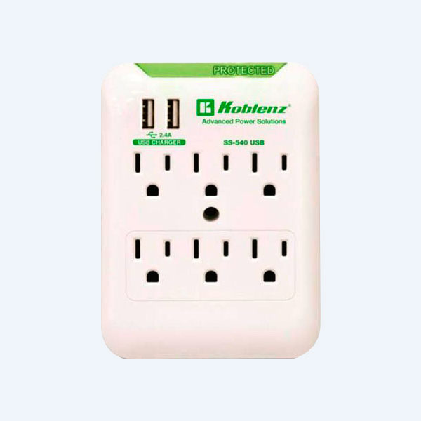 Supresor de Pared Koblenz SS-540 USB, 8 Contactos, 2 USB