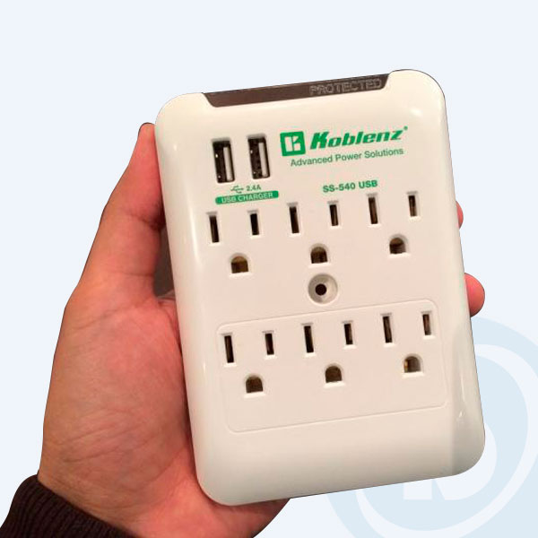  SS-540 USB - Supresor de Pared Koblenz SS-540 USB, 8 Contactos, 2 USB