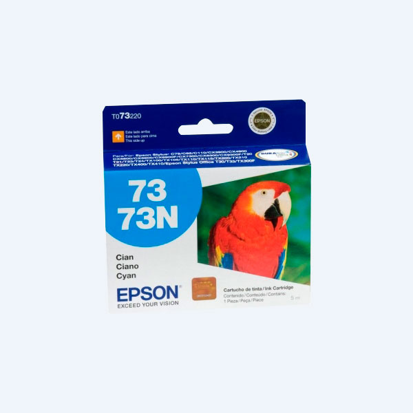 Cartucho EPSON Cian Modelo 73N , P/ C92/ C110 /CX3900/ CX5600/ T20/ T21/ T30/ TX100/ TX110/ TX200