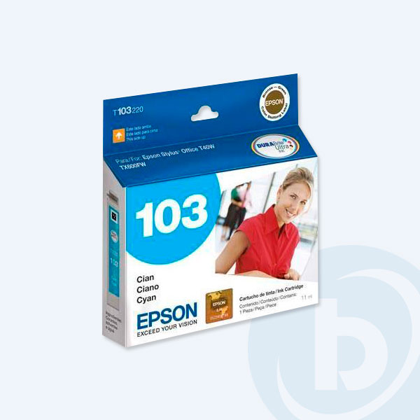 T103220-AL - Epson 103 Cyan, para T40W / TX600FW / T1110