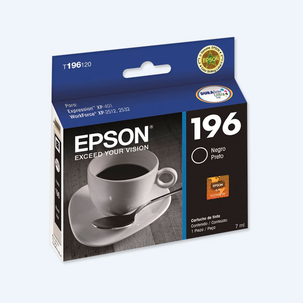 Cartucho Epson 196, Negro, P/P-401 WF-2512, WF-2532