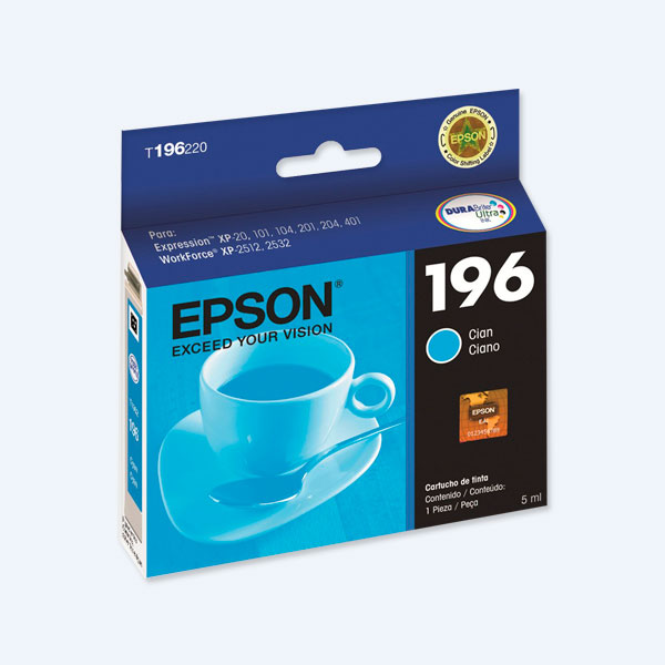 Cartucho Epson 196, Cyan, P/P-401 WF-2512, WF-2532
