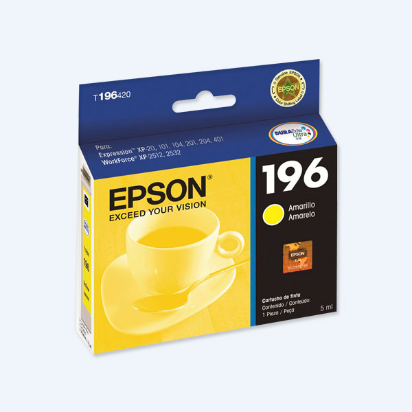 Cartucho Epson 196, Amarillo, P/P-401 WF-2512, WF-2532