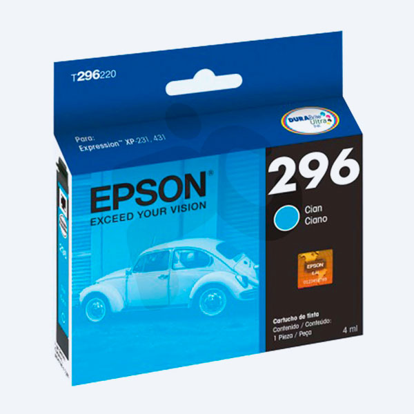 Cartucho Epson 296, Cián, 250 Páginas, Alto Rendimiento