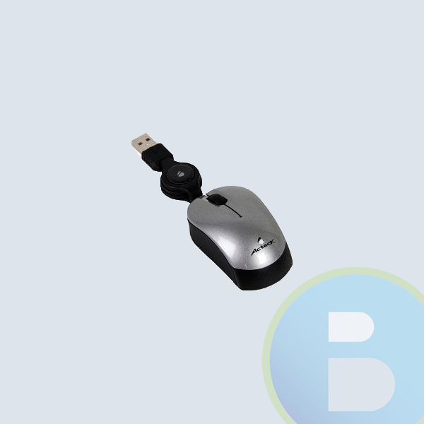 Mouse Acteck True-Basix, Optico, Retractil, USB, 100DPI, GRIS