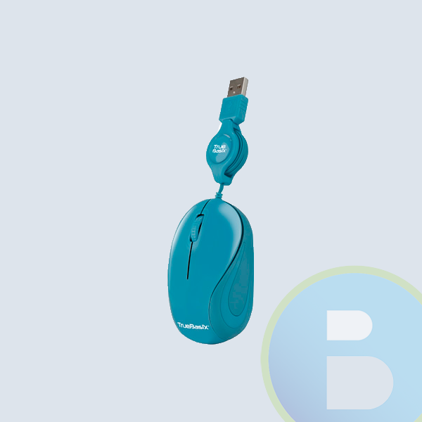 Mouse Acteck True-Basix, Optico, Retractil, USB, 100DPI, AZUL
