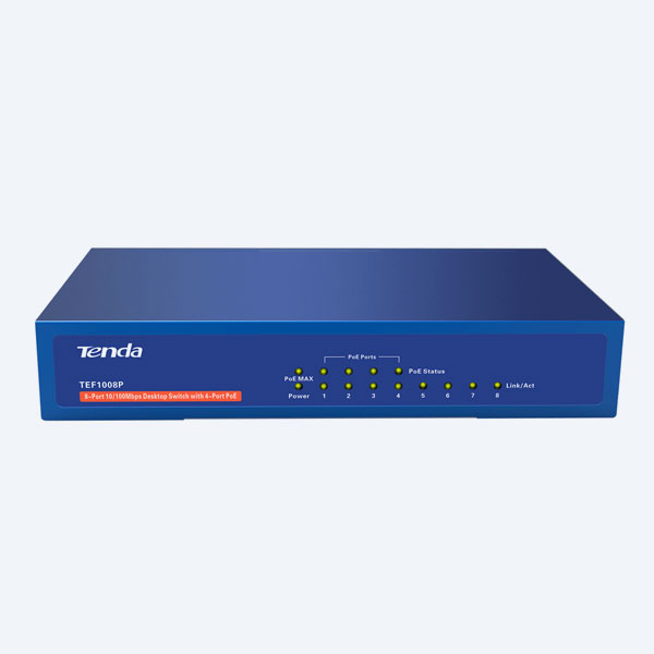 Switch Tenda TEF1008P, 8 Puertos, 10/100 Mbps