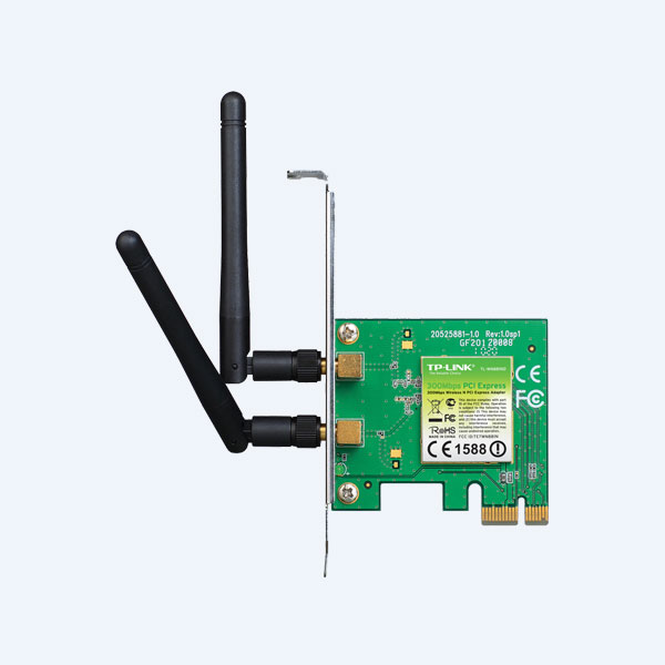 Tarjeta de Red Inalámbrica PCI-E TP-Link,  2 Antenas desmontables 2dBi, 300Mbps