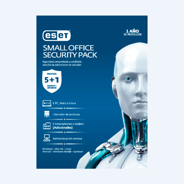 Antivirus Eset Small Office Security Pack 2016, 5 PCS + 5 Smartphone + 1 Servidor + Consola, 1 Año