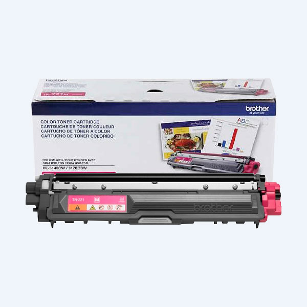 Tóner Brother TN221M, Magenta, 1400 Páginas, para HL-3140CW/HL-3170CDW/MFC-9130CW/MFC-9330CDW/MFC-9340CDW