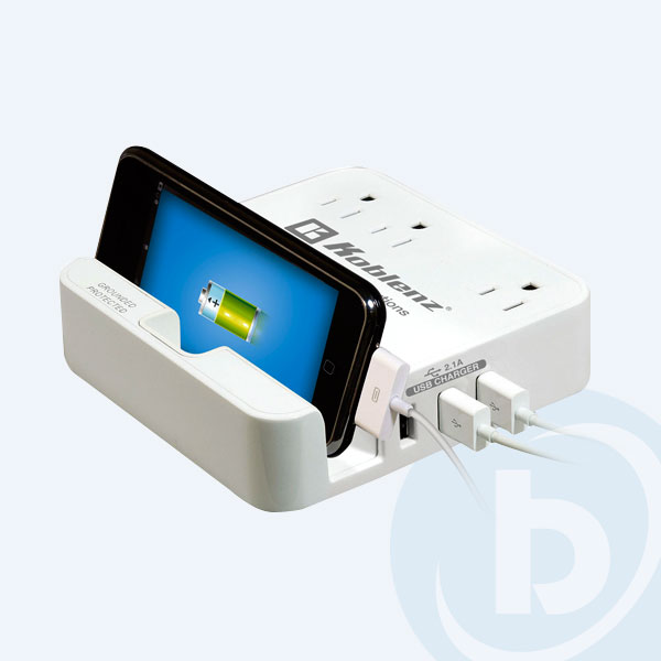 TPS-540 USB - Estaci&oacute;n de Carga Koblenz TPS-540 USB, 3 Contactos, 3 Puertos USB