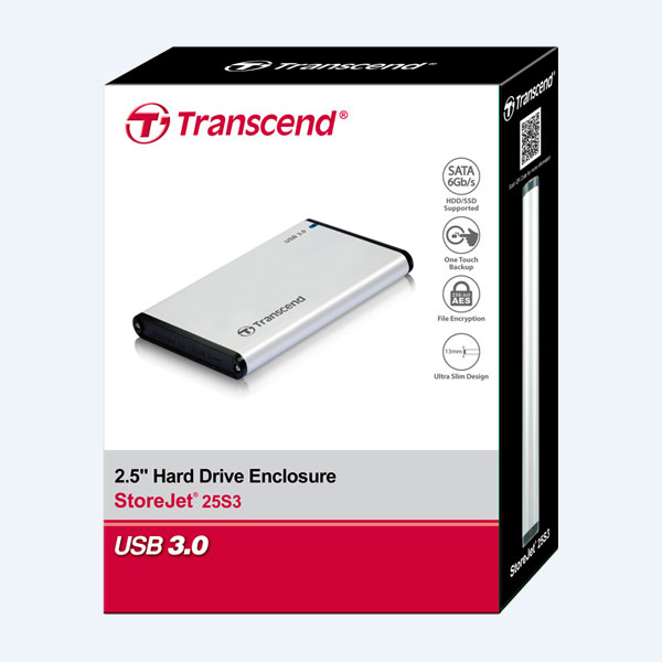 Caja para Disco Duro Transcend StoreJet 25S3, 2.5'', USB 3.0, Plata