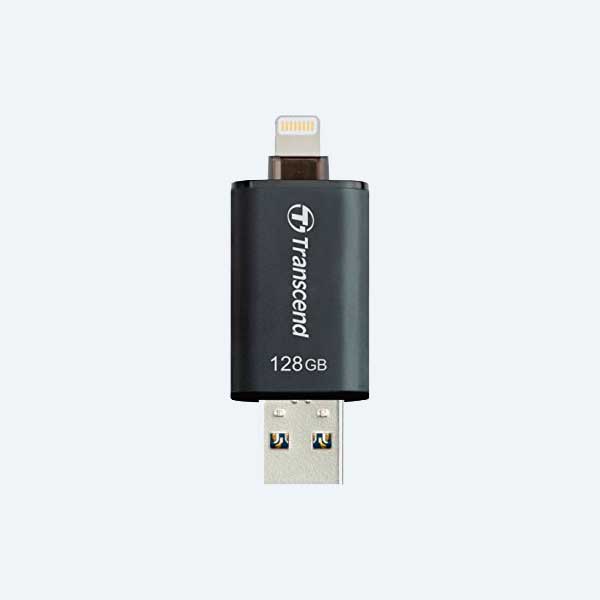 Memoria USB USB 3.0/Lightning Transcend JetDrive Go 300, 128GB, Negro