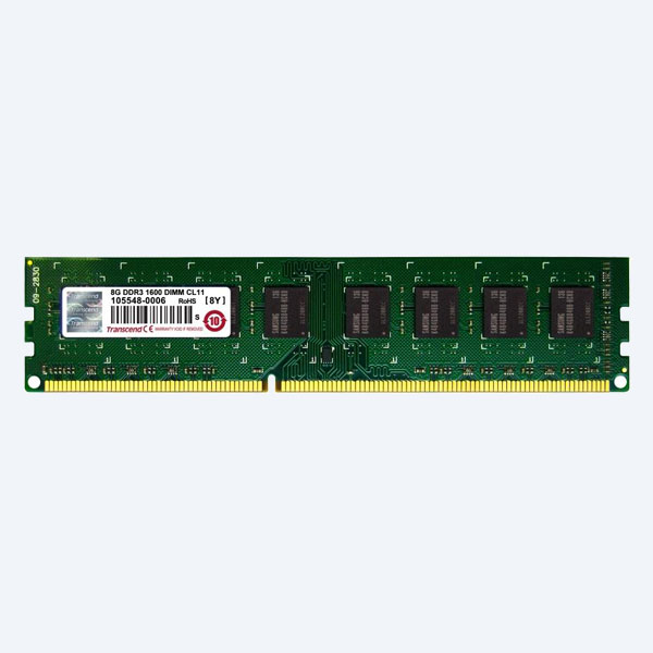 Memoria Transcend PC3-12800, DDR3-1600, 8GB, DIMM, 1600Mhz, para Desktop