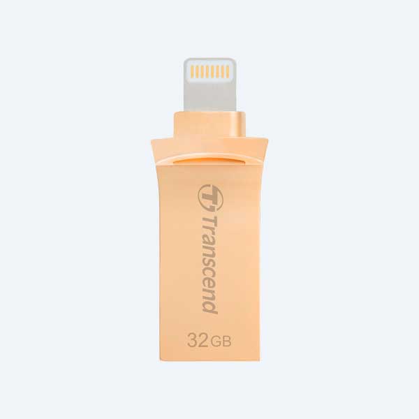 Memoria USB 3.1 Transcend JetDrive GO 500, 32GB, Dorado, Lightning, para iPhone/iPad