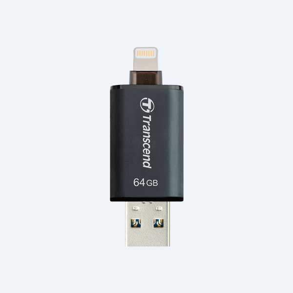 Memoria USB 3.1 Transcend JetDrive GO 300, 64GB, Negro, Lightning, para iPhone/iPad
