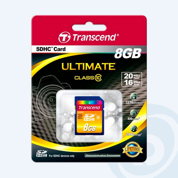 TS8GSDHC10 - Memoria SDHC Transcend, 8GB, Clase 10