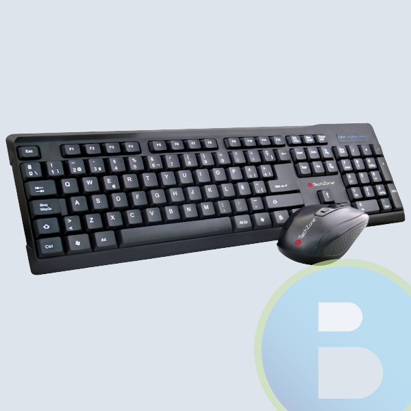 Combo Inalámbrico TechZone KB-616, USB, Negro