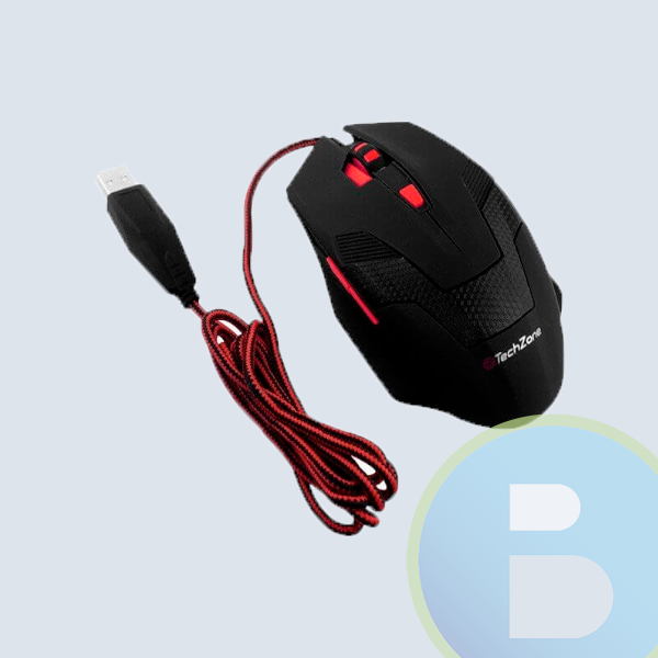 TZ16MOU01-GAME - Mouse TechZone, USB, 6 Botones, Negro