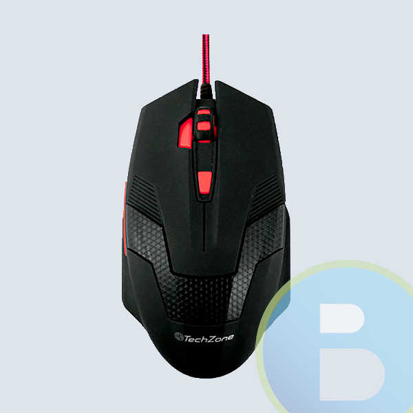 Mouse TechZone, USB, 6 Botones, Negro