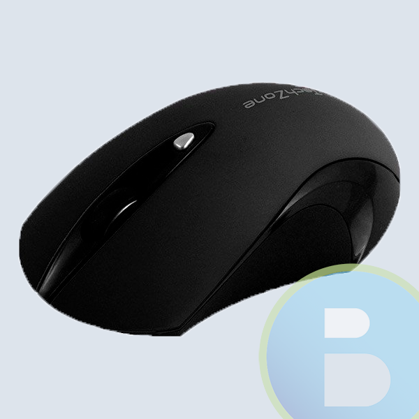 Mouse TechZone, Baterías AAA, 3 Botones, Inalámbrico, Negro