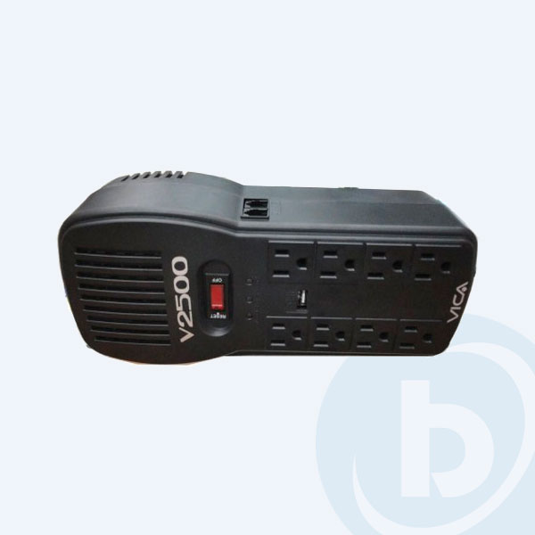 V2500 - Regulador Vica V2500, 2500VA/1500W, 3 Pasos de Reg, 6 Tomas de Corriente