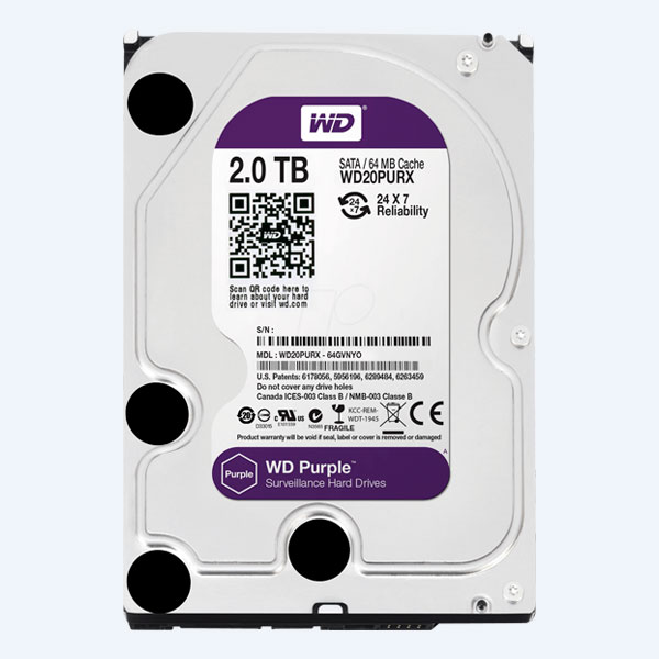 Disco Duro Interno Western Digital Purple, 2TB, 3.5'', SATA3 6Gb/s, Intellipower 24x7, Para vídeovigilancia