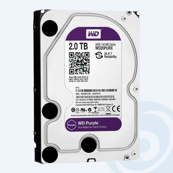 WD20PURX - Disco Duro Interno Western Digital Purple, 2TB, 3.5'', SATA3 6Gb/s, Intellipower 24x7, Para v&iacute;deovigilancia
