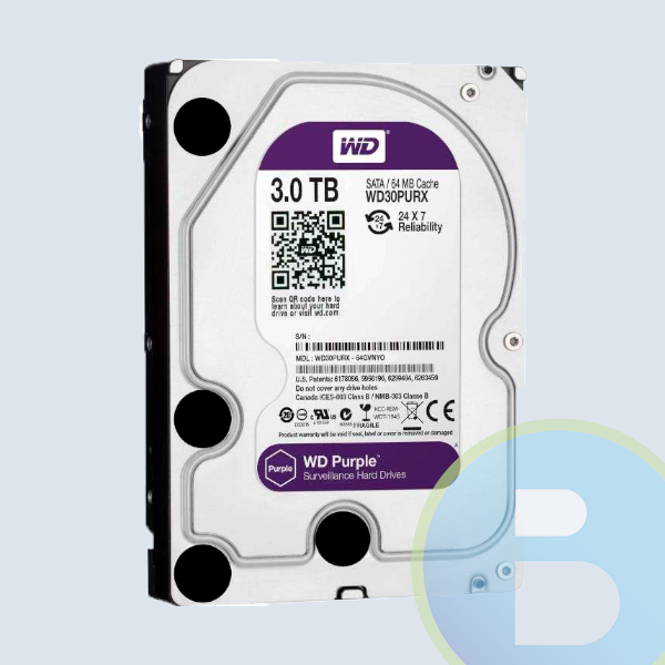 Disco Duro para Videovigilancia Western Digital Purple 3.5'', 3TB, SATA III, 6 Gbit/s, 5400RPM, 64MB Cache