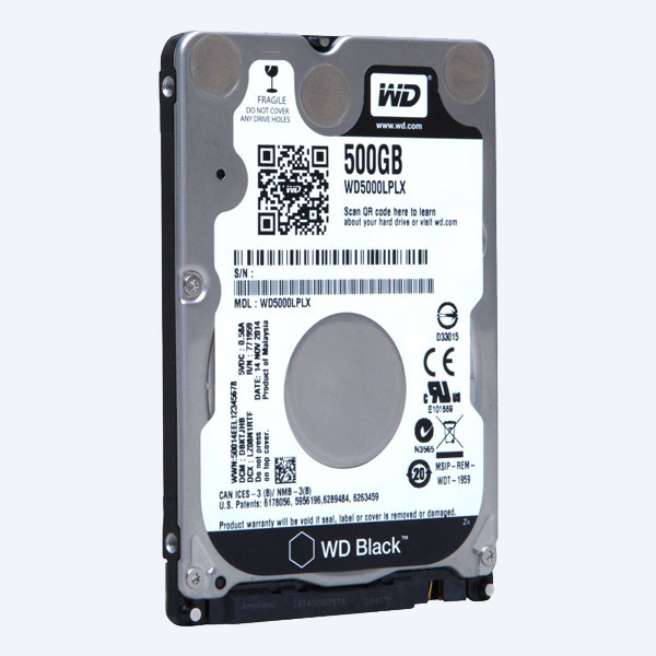Disco Duro Interno Western Digital Black, 7mm, 500GB, 2.5’’,  SATA3 6Gb/s,  para Portátil, Alto Rendimiento