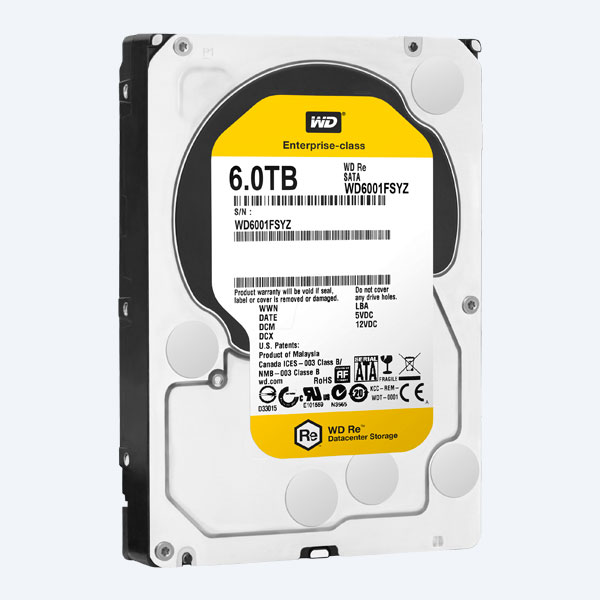 Disco Duro Interno Western Digital RE,  6GB/S, 7200 RPM, 6TB, 3.5'', SATA, Hot Plug, para Servidor, DataCenter, Video Vigilancia