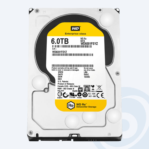 WD6001FSYZ - Disco Duro Interno Western Digital RE,  6GB/S, 7200 RPM, 6TB, 3.5'', SATA, Hot Plug, para Servidor, DataCenter, Video Vigilancia
