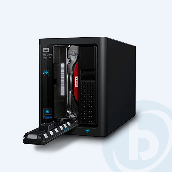 WDBWAZ0000NBK-NESN + WD30EFRX - Servidor de almacenamiento NAS Western Digital EX2100, 2 Bah&iacute;as, USB/Ethernet/Hot Swap, Torre +2 Disco Duro Interno Western Digital Red, 3TB, 3.5", SATA3, Hot Plug, para Servidor