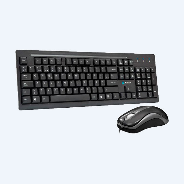Combo Cableado Acteck AK2-2700: Teclado y Mouse, Negro, USB